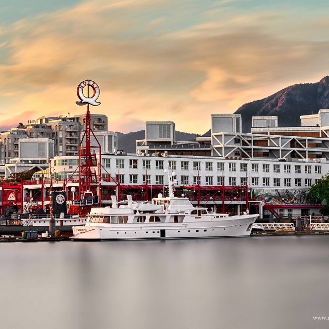 large yacht at lonsdale quay