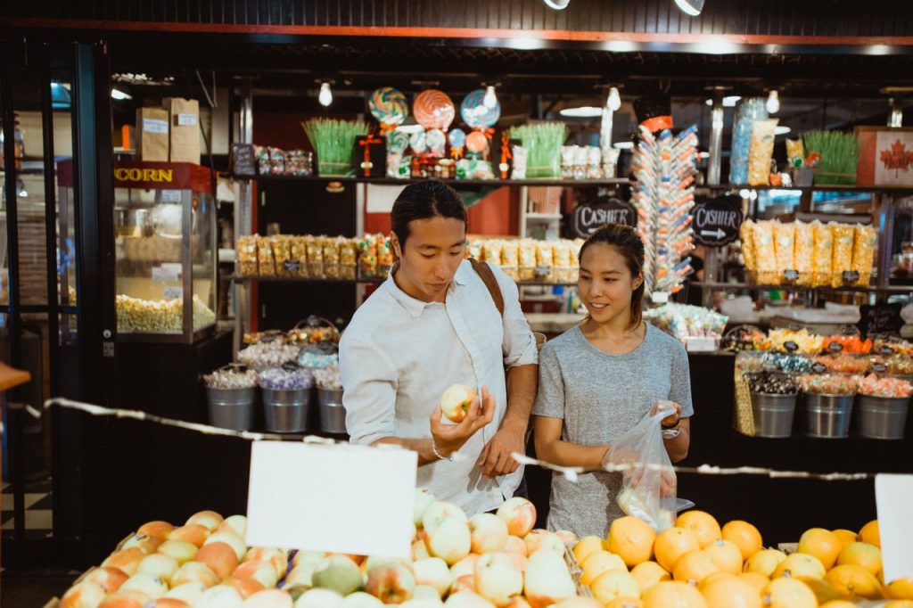 Couple shopping in a market